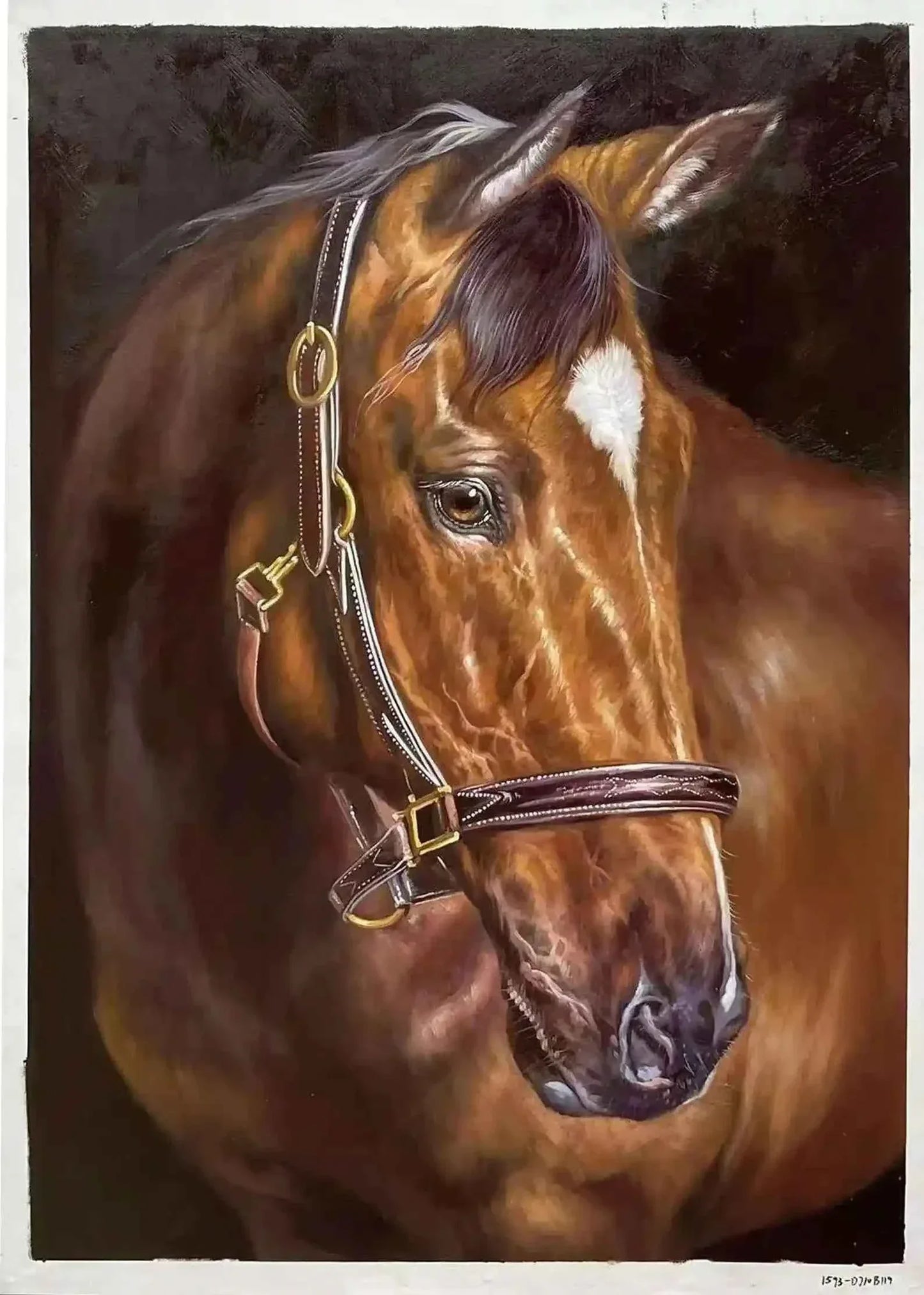 art-animal-tète-cheval-alzan-peinture-huile-toile - Kikooyou Art Gallery