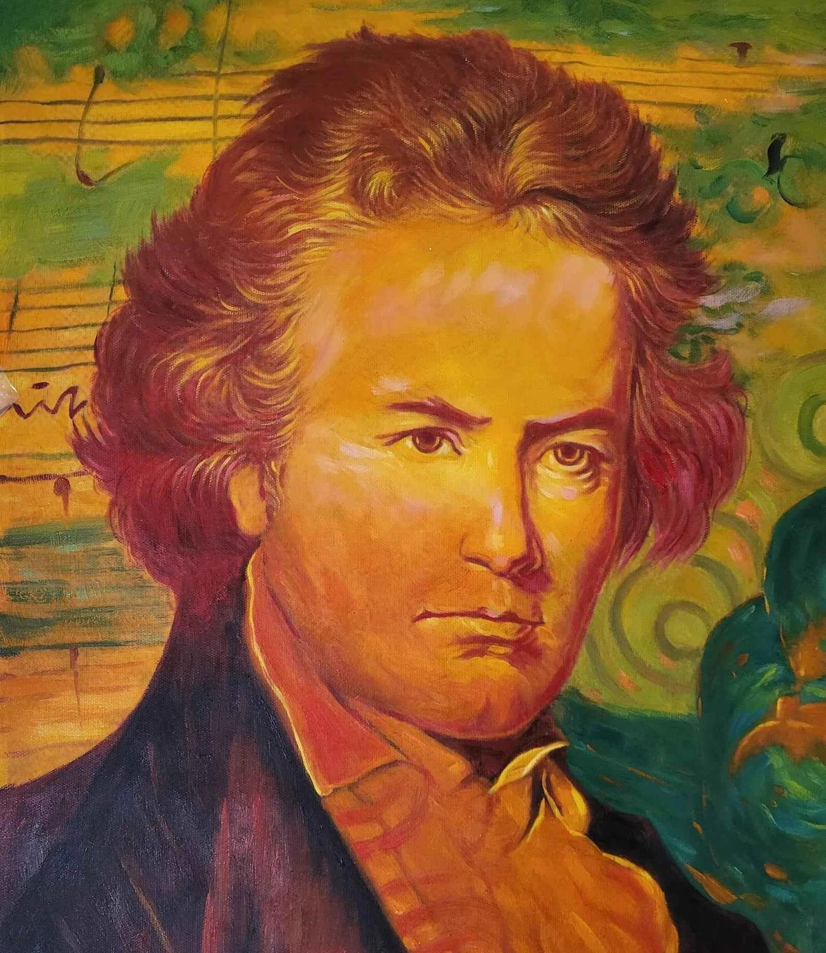 art-surréalisme-Ludwig van Beethoven-portrait-peinture-huile-toile - Kikooyou Art Gallery