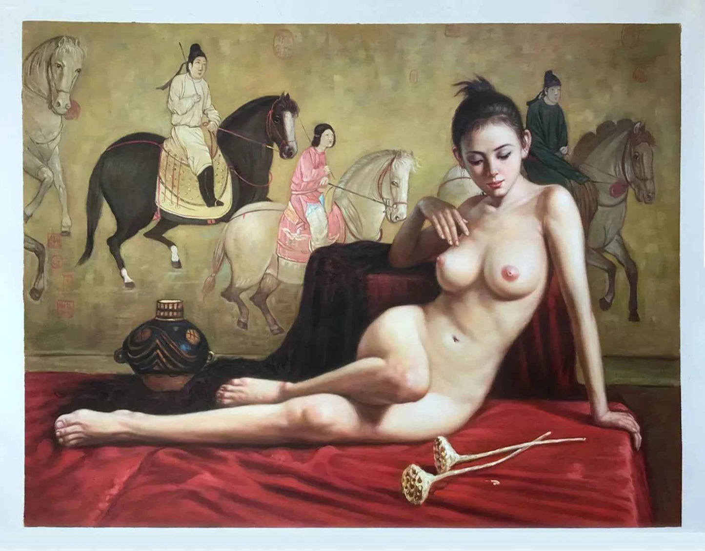 art-érotique-nue-intégrale-femme-asiatique-peinture-huile sur toile