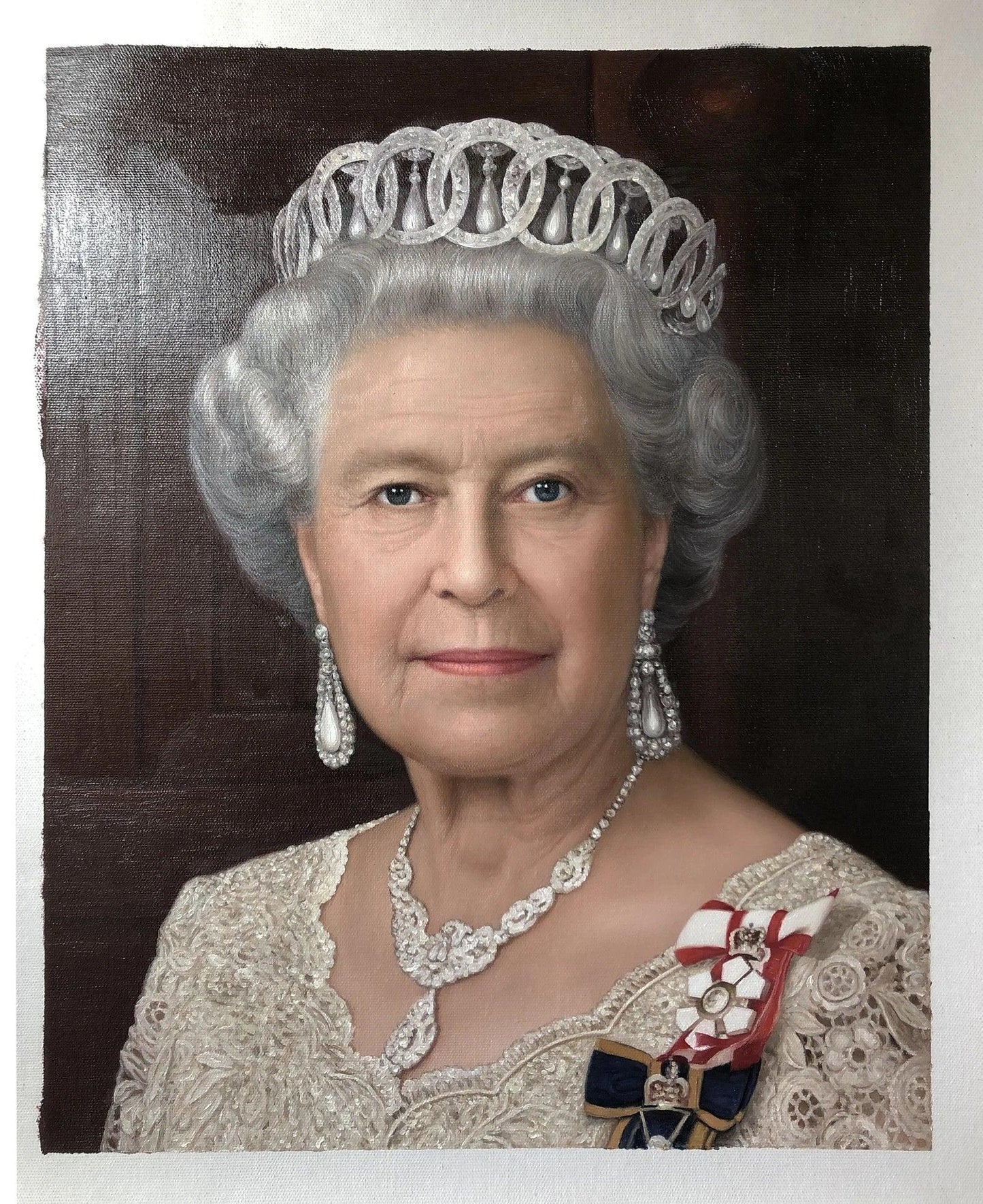 art-portrait-femme-Reine Elizabeth II du Royaume-Uni-peinture-huile-toile - Kikooyou Art Gallery