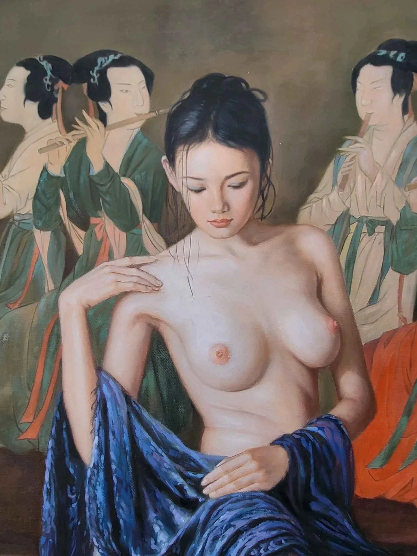 art-érotique-nue-intégrale-femme-asiatique-peinture-huile sur toile - Kikooyou Art Gallery