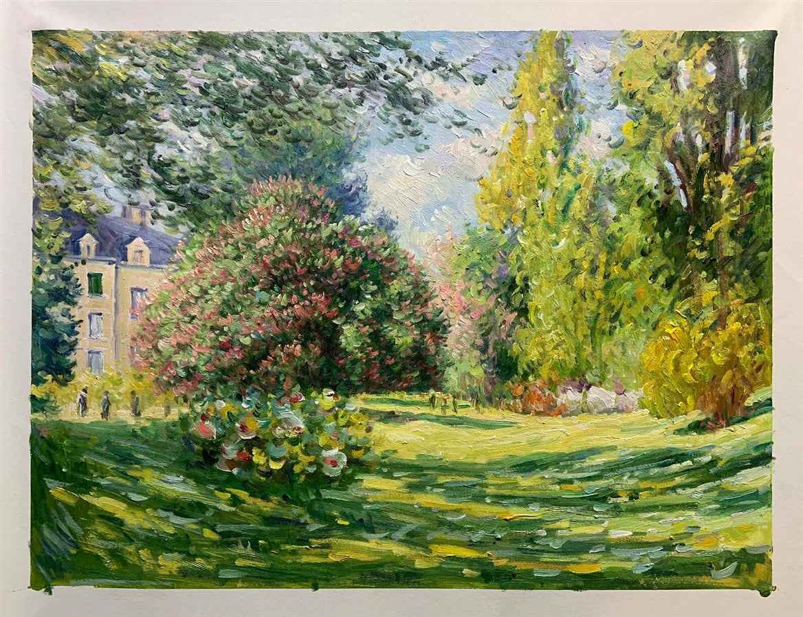 Le Parc Monceau d'après Monet peinture impressionisme huile sur toile faite à la main