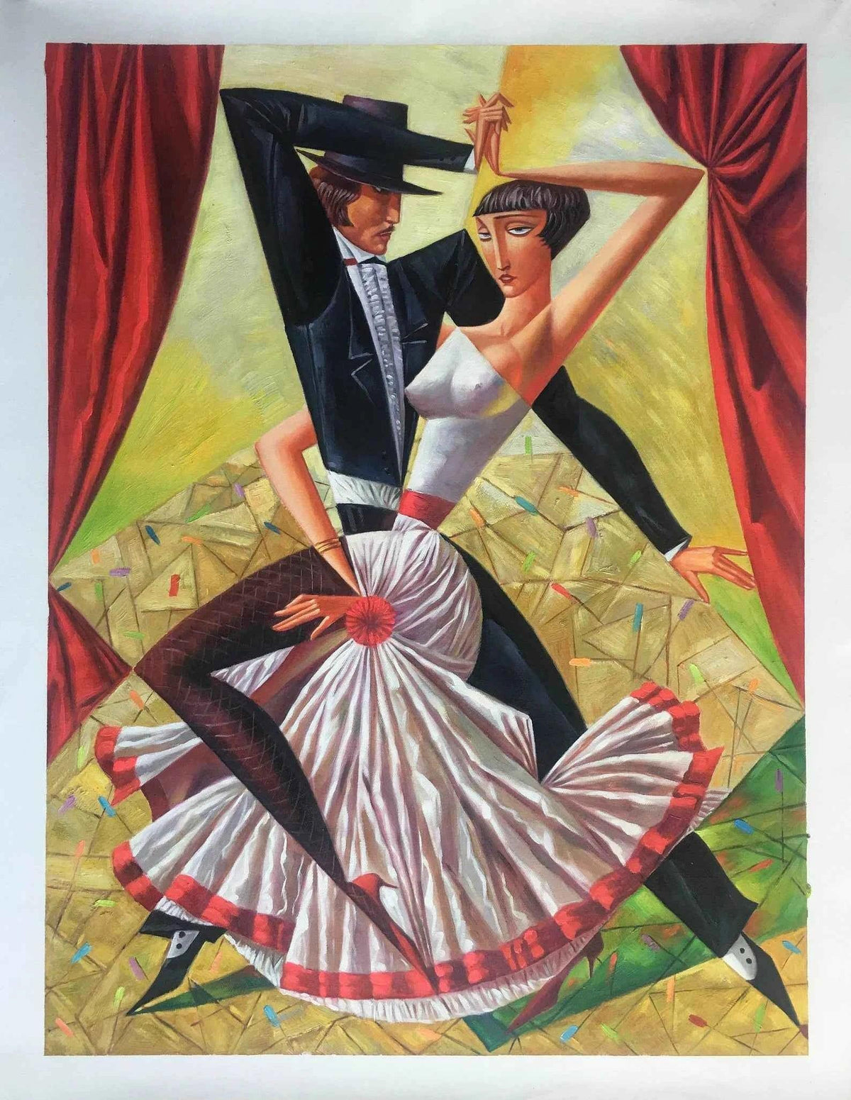 art-moderne-danseurs-tango-peinture-huile-toile - Kikooyou Art Gallery