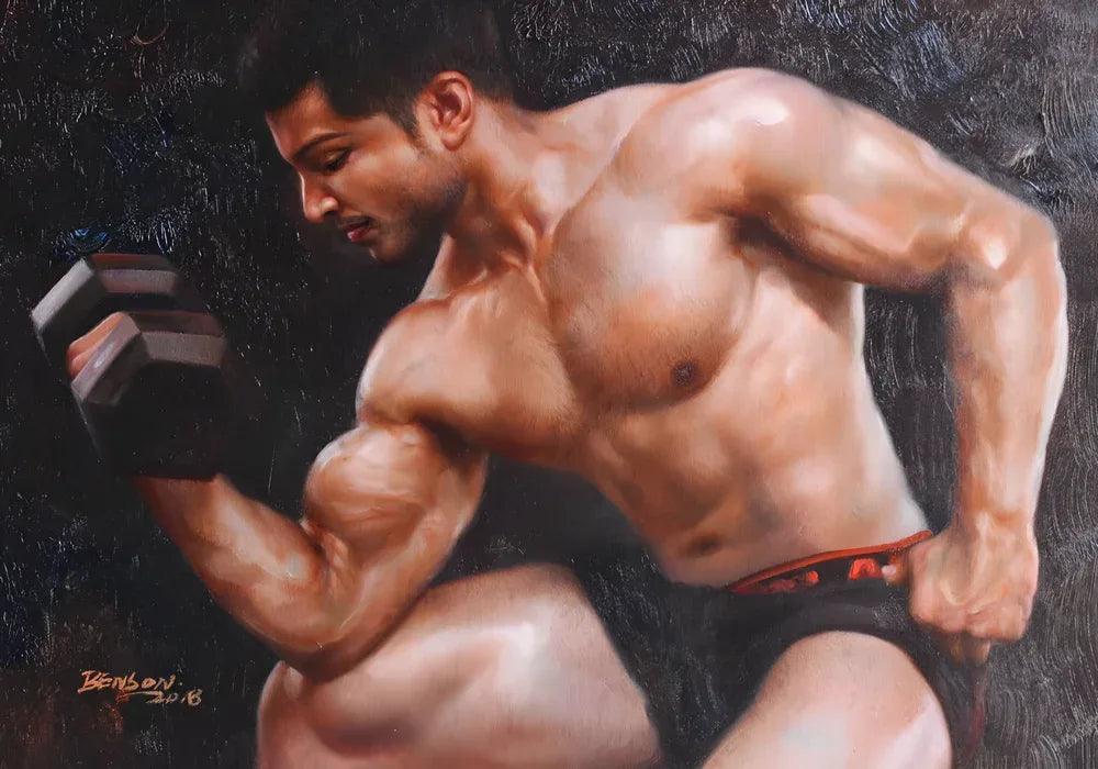 tableau peinture érotique huile sur toile homme nu - Kikooyou Art Gallery