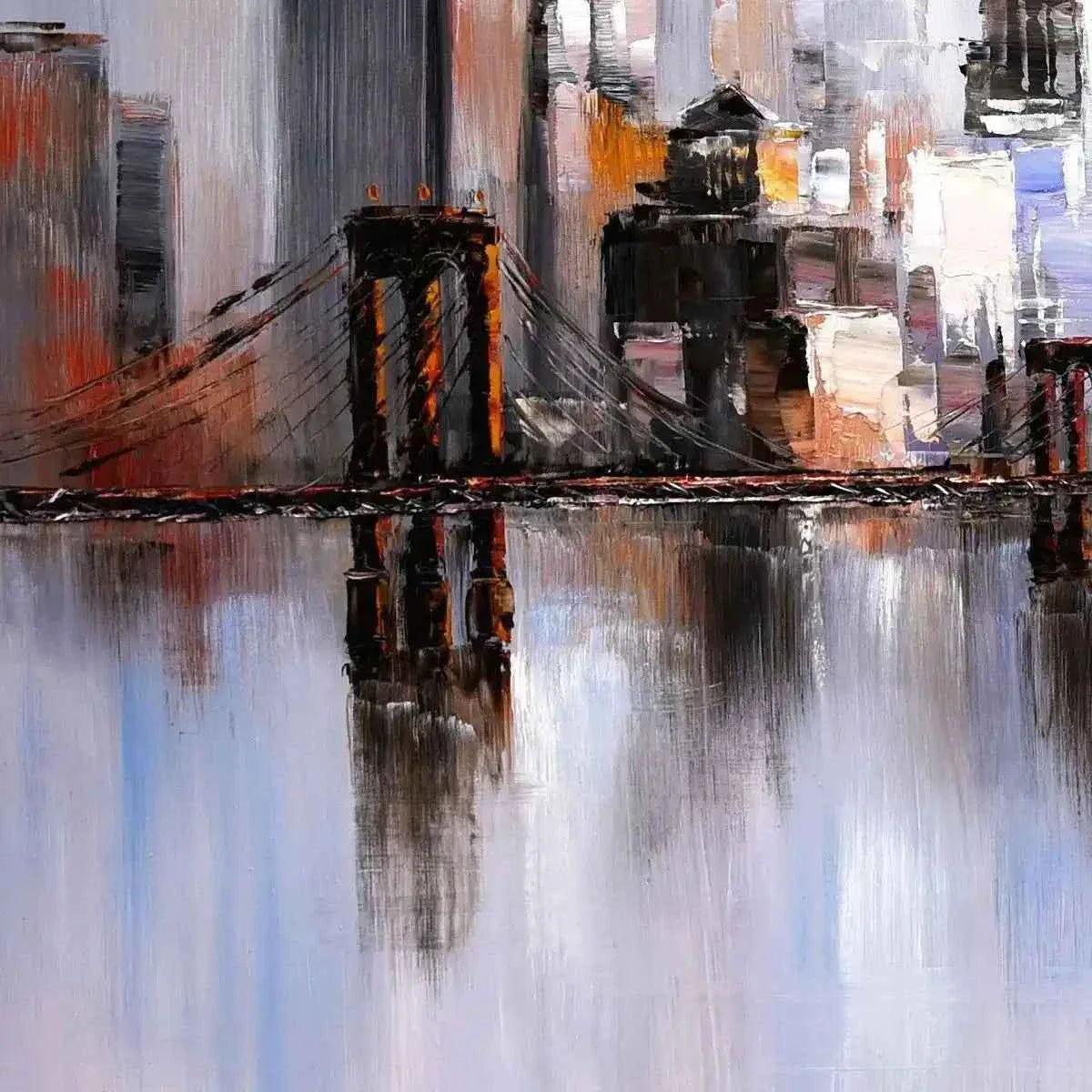 art-tableau-abstrait-New York-Manhattan Skyline en hiver-90x120cm-peint à la main - Kikooyou Art Gallery