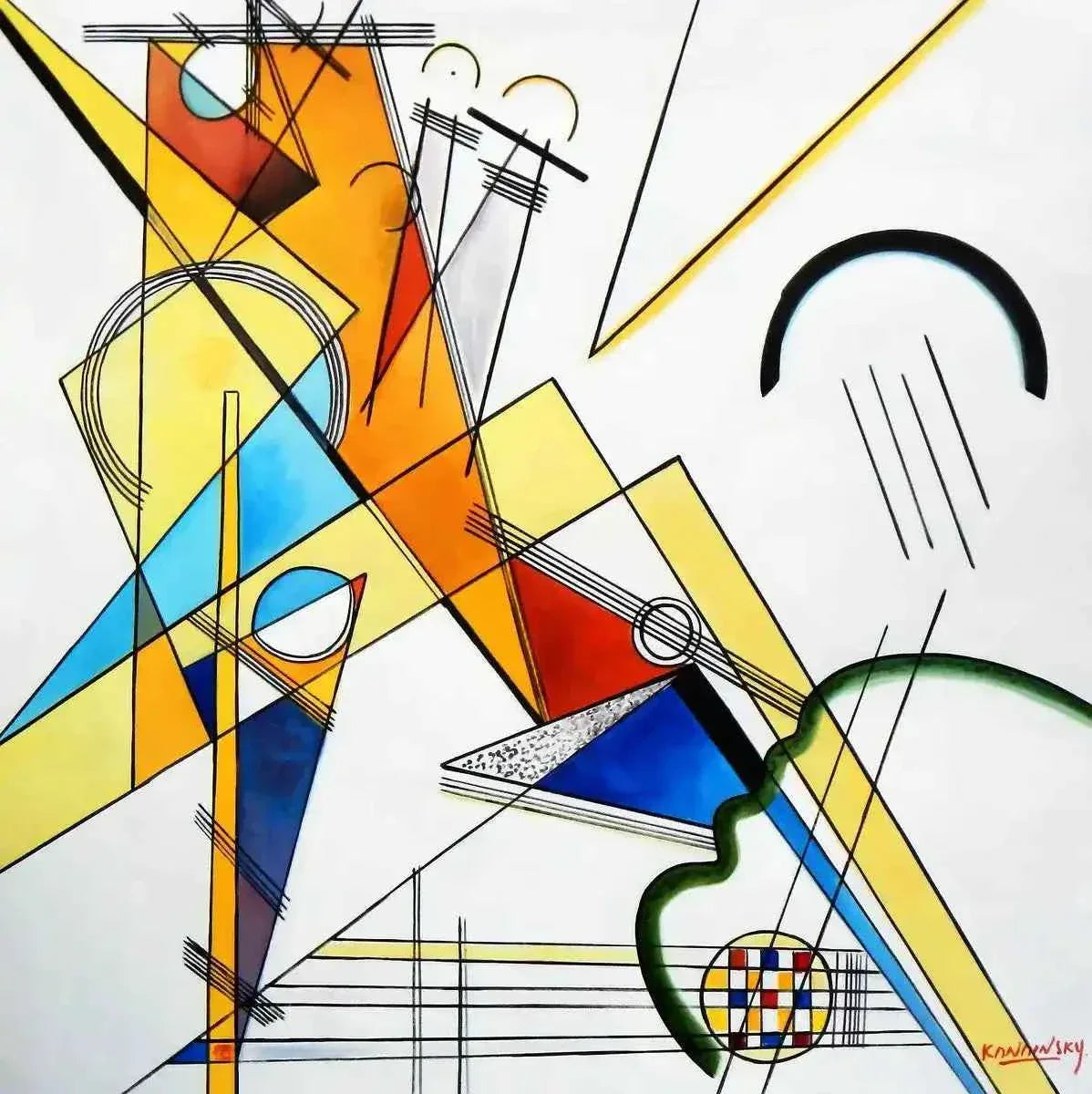 art-abstrait-impressionnante-peinture à l'huile-signée- inspirée de Kandinsky - Kikooyou Art Gallery