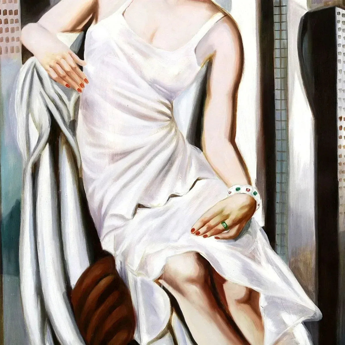 art-deco-portrait-feminin-femme-lady-bott-peinture-huile-toile - Kikooyou Art Gallery