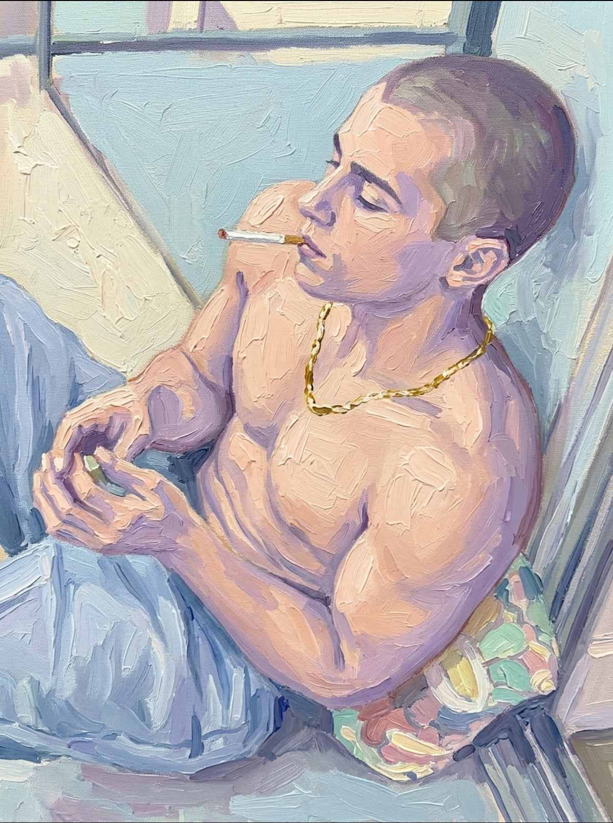 peinture huile sur toile faite sur commande - PORTRAIT BOGOSSE AUTRE TEMPS GAY