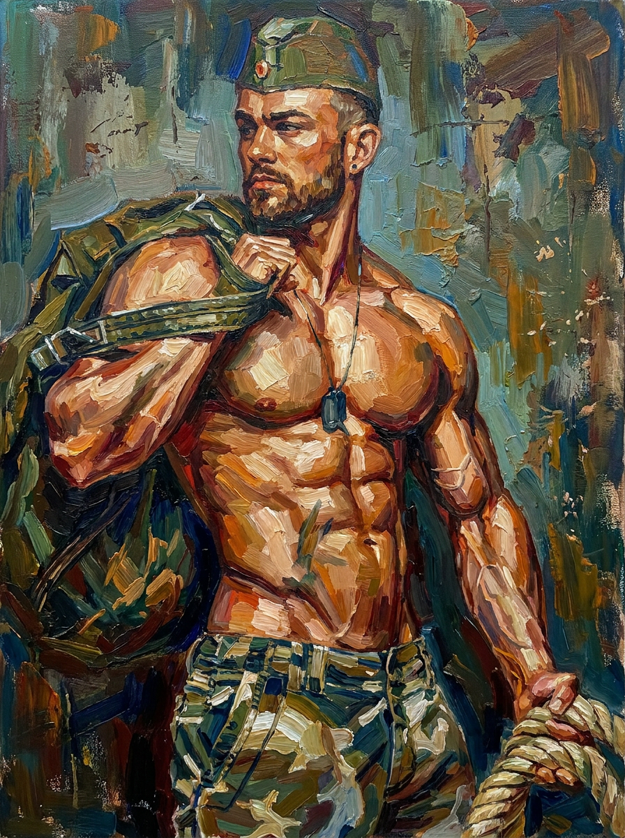 peinture huile sur toile faite sur commande - PORTRAIT BOGOSSE SOLDAT