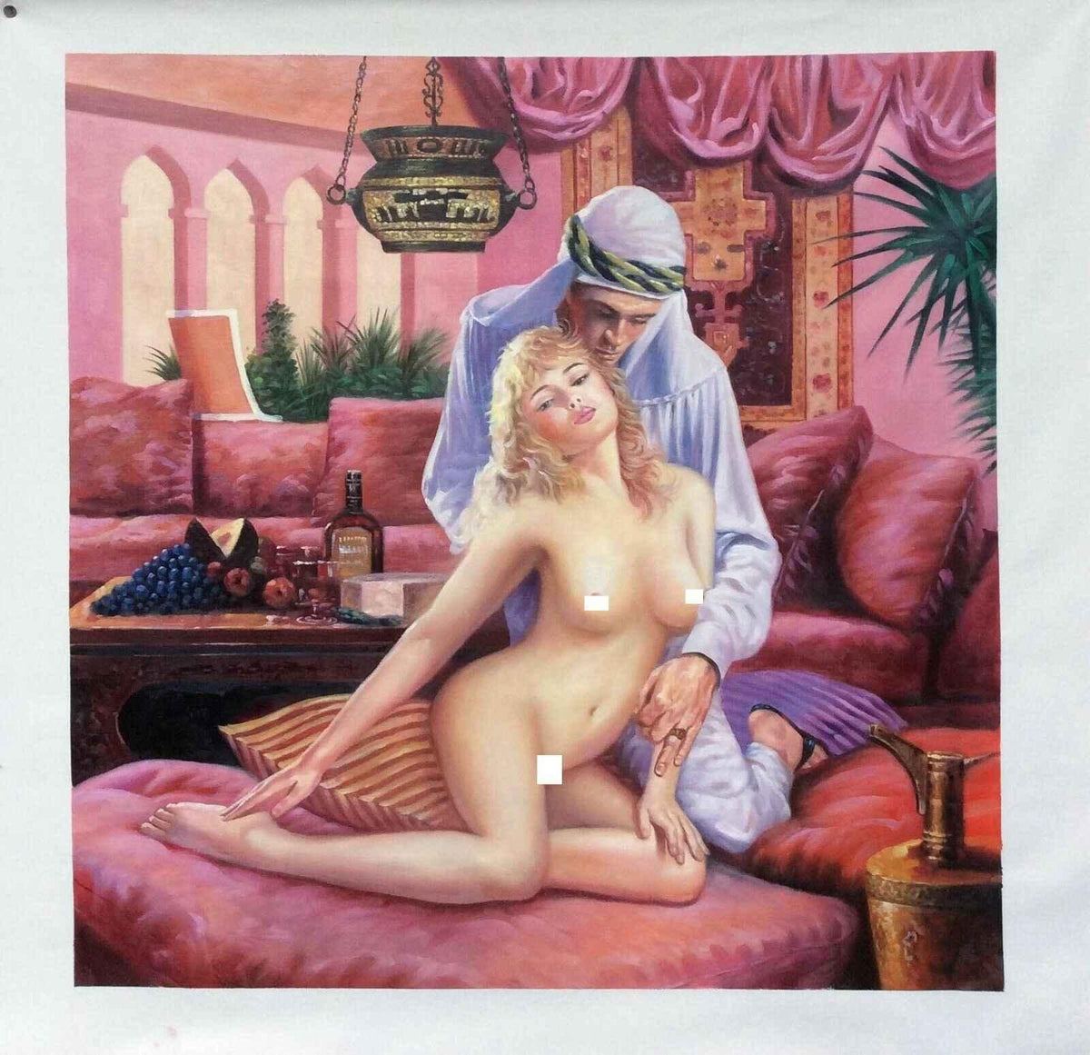 femme nue esclave huile sur toile signée - Kikooyou Art Gallery