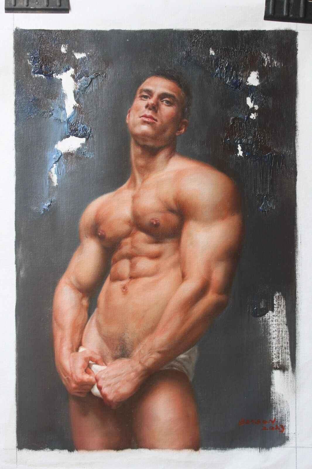 art tableau peinture originale huile sur toile homme nu - Kikooyou Art Gallery