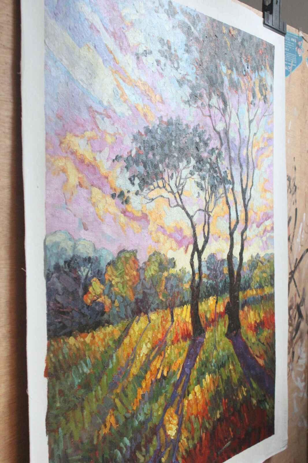 Beaux-arts paysage peinture à l'huile sur toile arbre au soleil - Kikooyou Art Gallery