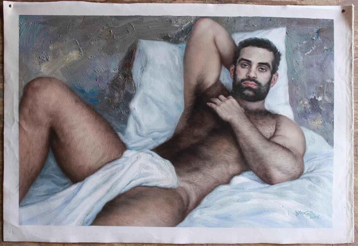 art tableau peinture érotique huile sur toile homme nu - Kikooyou Art Gallery
