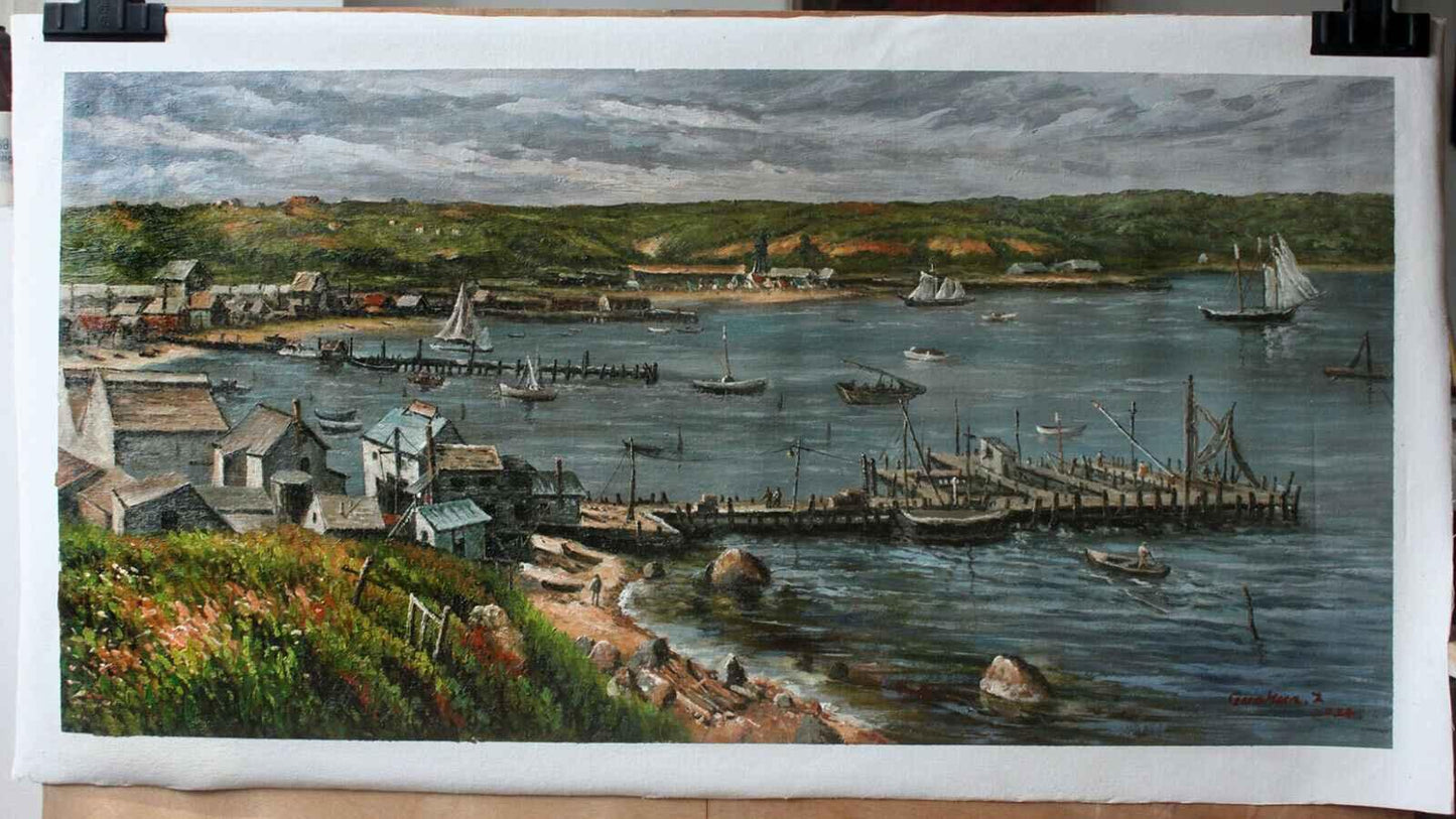 Beaux-arts Repro paysage peinture à l'huile sur toile Une ancienne cité balnéaire - Kikooyou Art Gallery