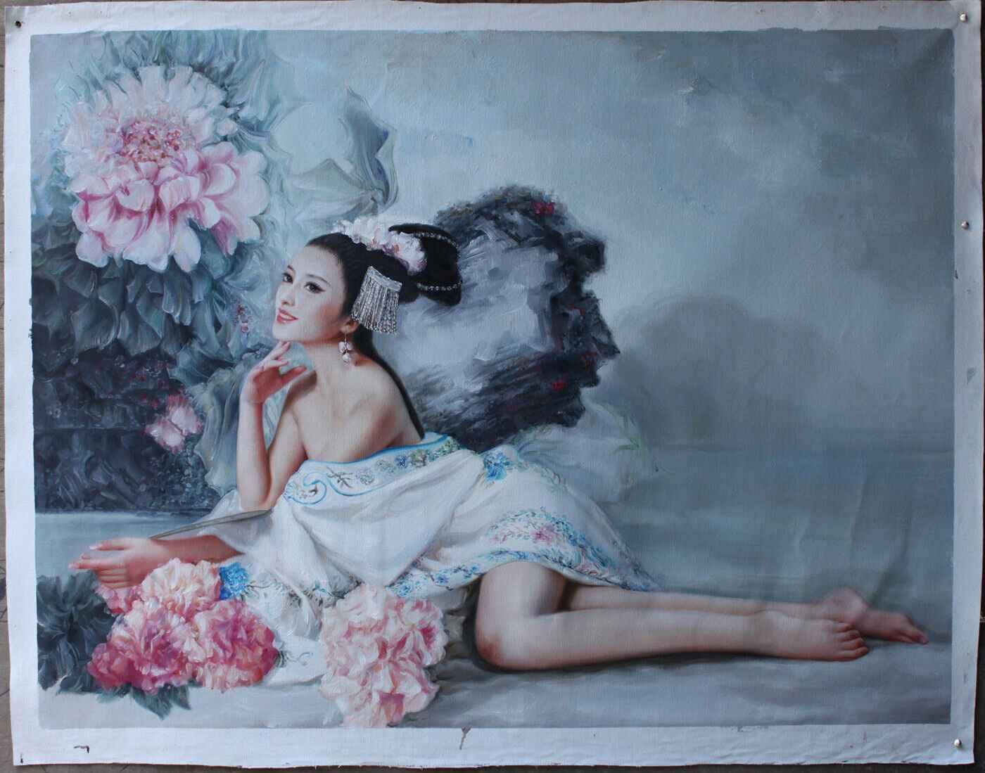 art portrait femme asiatique tableau peinture huile sur toile originale - Kikooyou Art Gallery