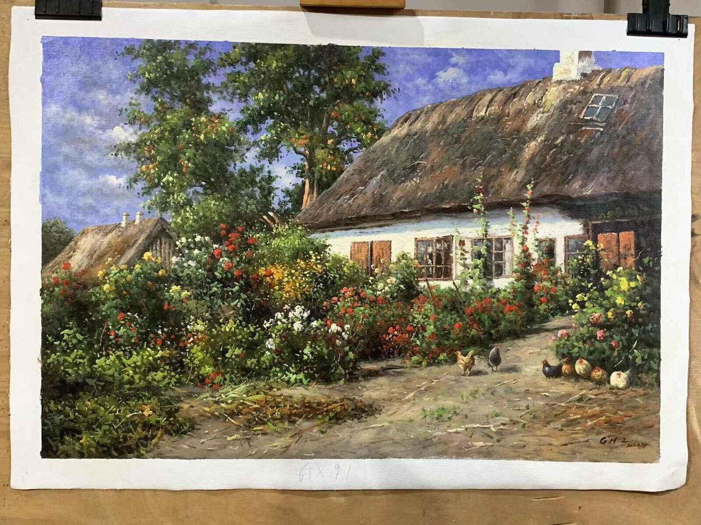 Reproduction d'art peder mork cour montée paysage peinture à l'huile sur toile - Kikooyou Art Gallery