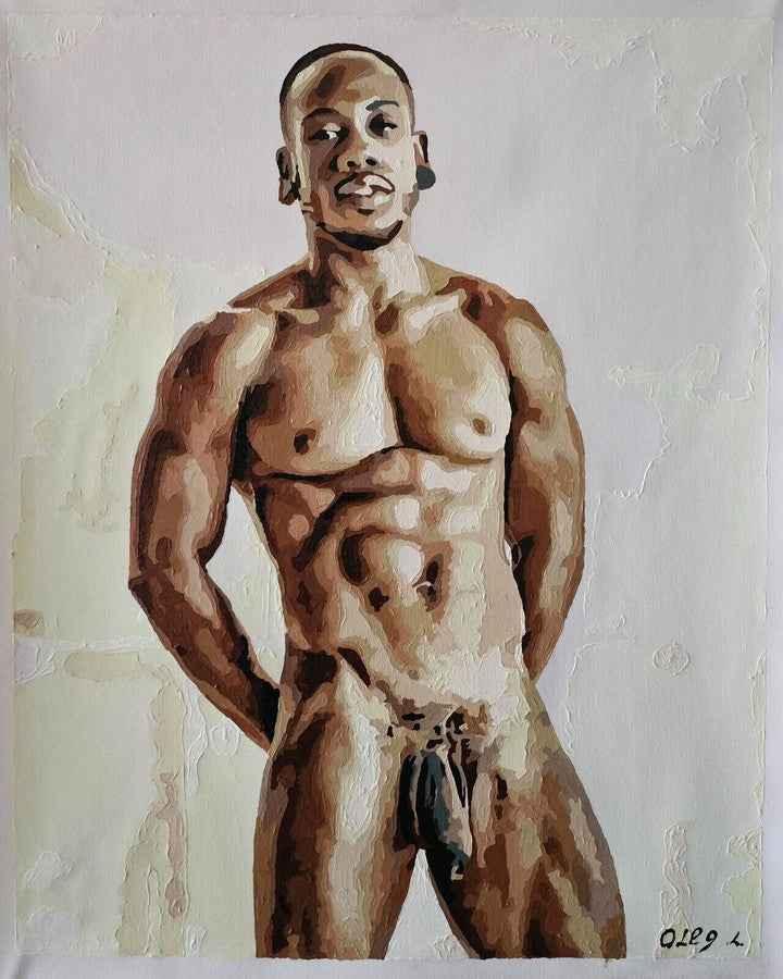 art érotique peinture huile sur toile homme nu intégrale - Kikooyou Art Gallery