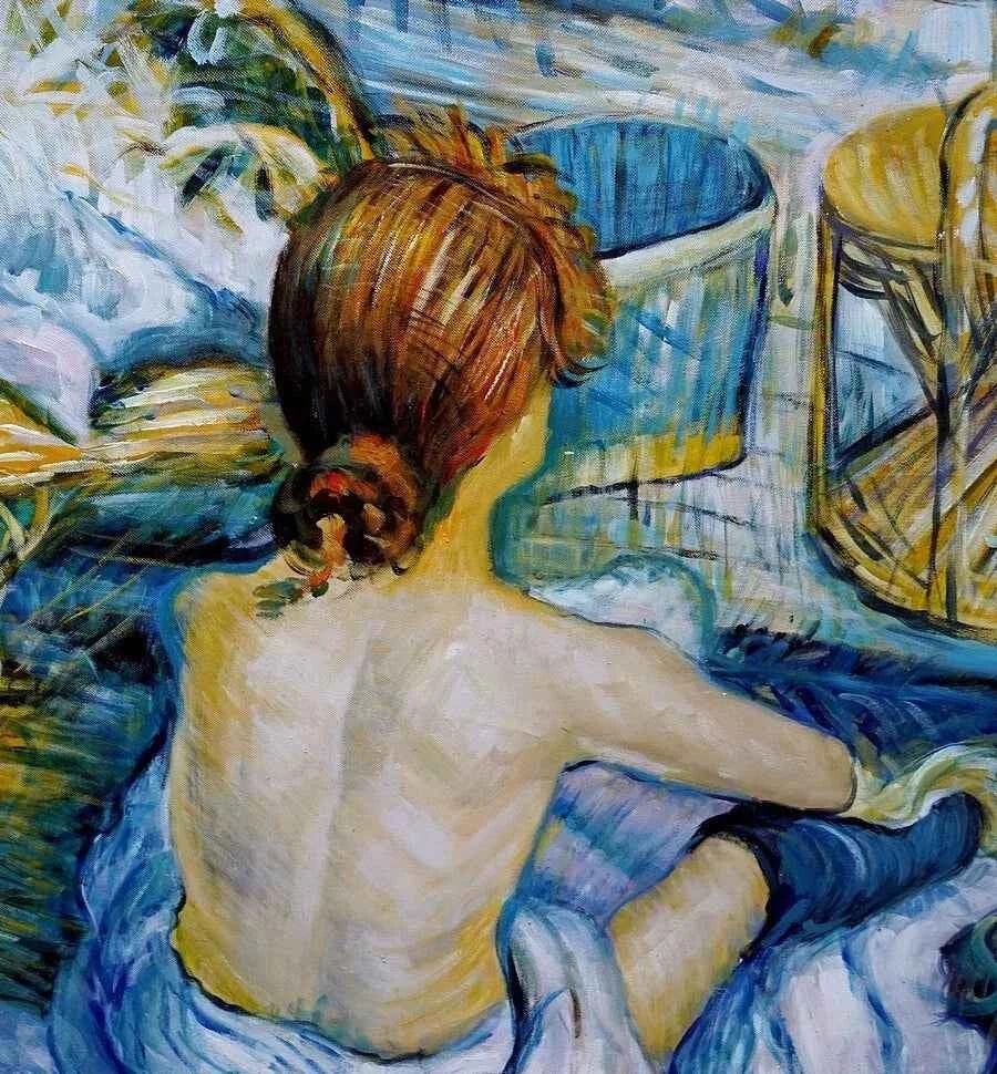 art-femme nue à la toilette- peinture-huile sur toile - Kikooyou Art Gallery