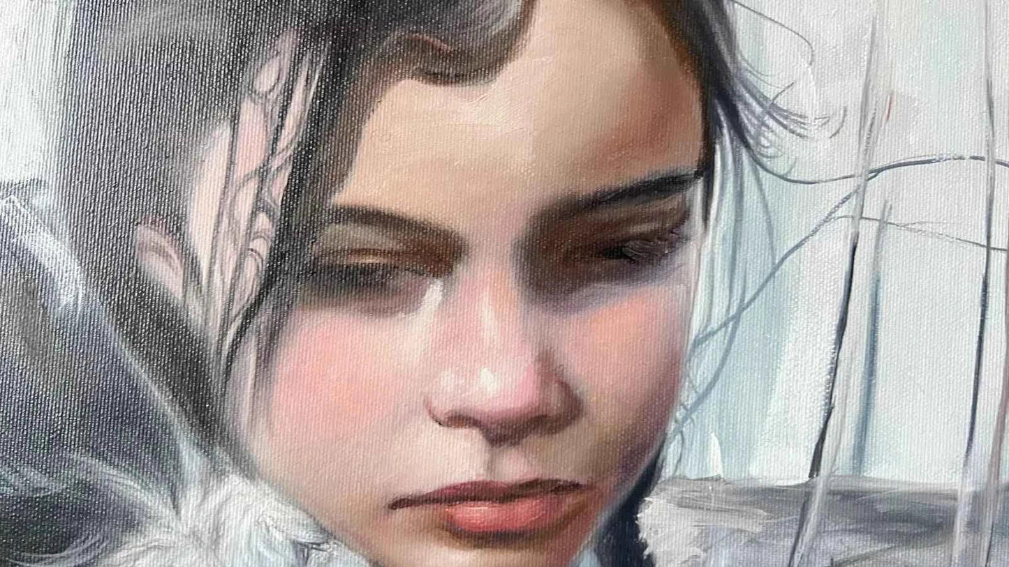 art-surréalisme-jeune-fille-oiseau-peinture-huile sur toile - Kikooyou Art Gallery