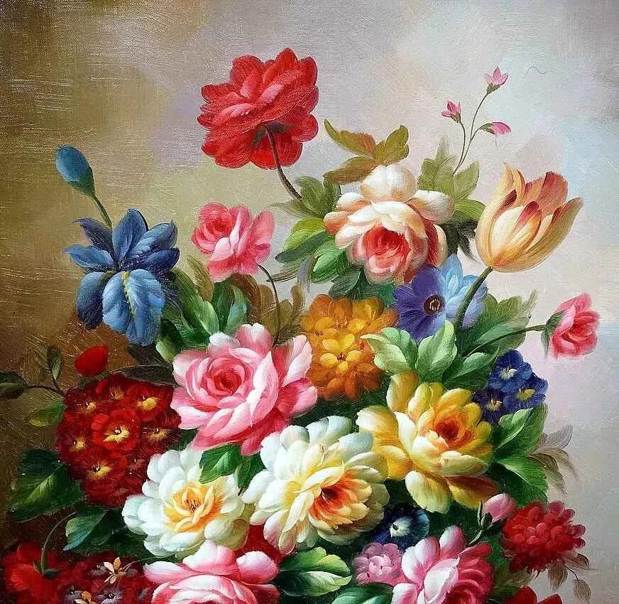 art-nature-morte-Peinture à l'huile bouquet de fleurs - Kikooyou Art Gallery