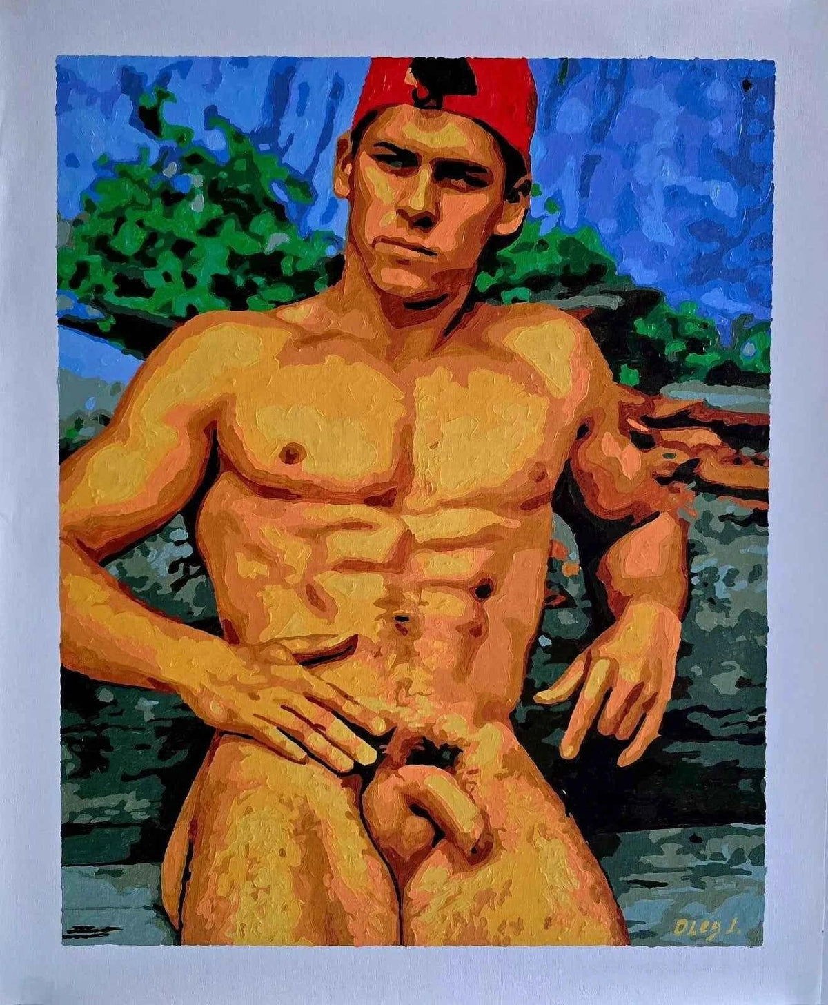 art-érotique-homme-nu-intégrale-peinture-huile sur toile - Kikooyou Art Gallery