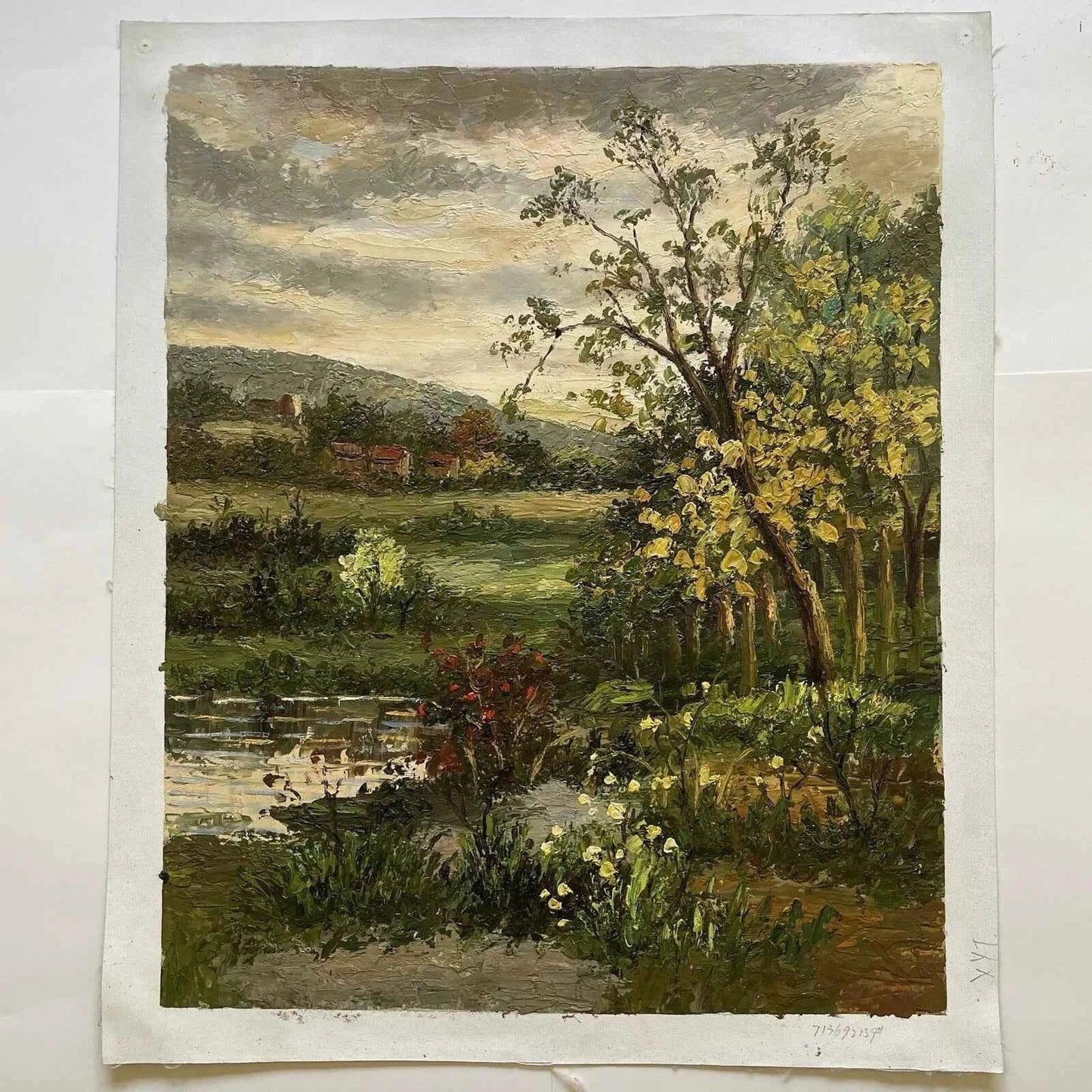 art-paysage-vue-rivage-riviere-peinture-huile sur toile - Kikooyou Art Gallery