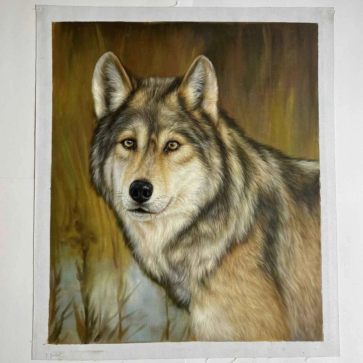 art-animal-loup-sauvage-tete-peinture-huile sur toile - Kikooyou Art Gallery