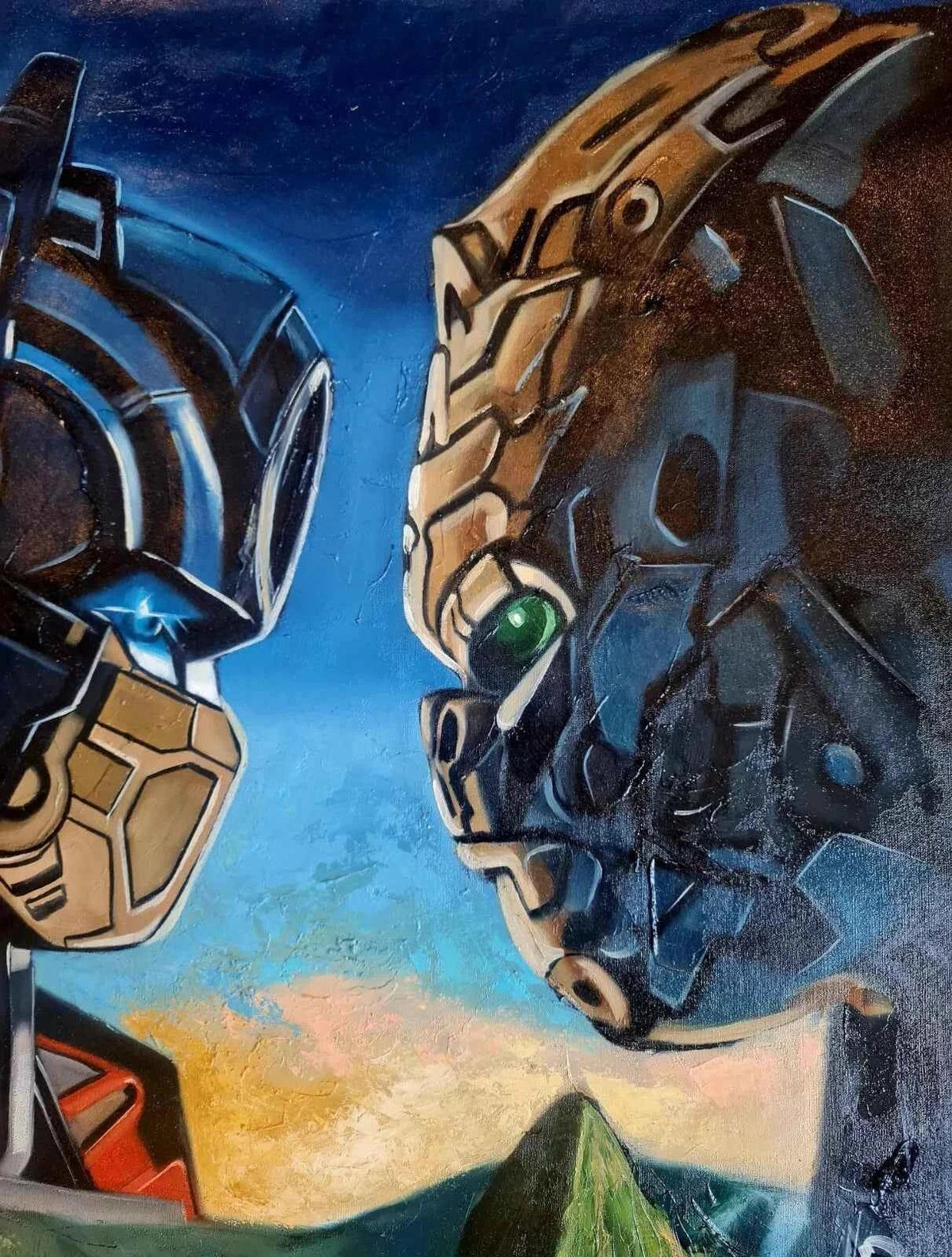 Transformers au Pérou. Peinture à l'huile sur toile par artiste inconnu - Kikooyou Art Gallery
