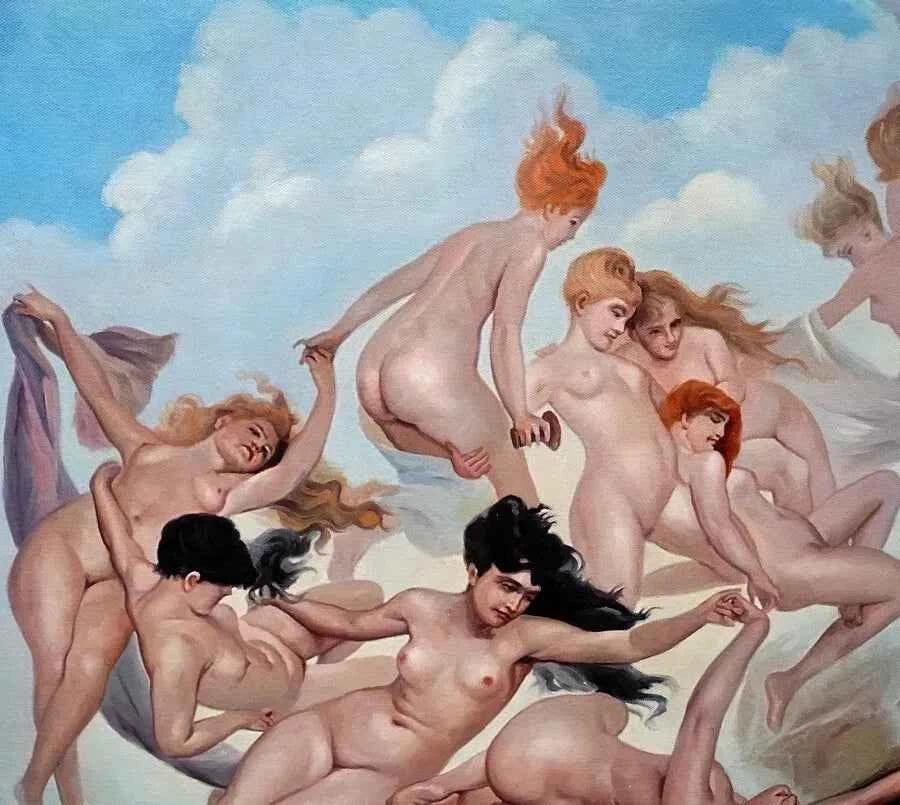 art-nue-femmes-farandole-mythologie-peinture huile sur toile - Kikooyou Art Gallery
