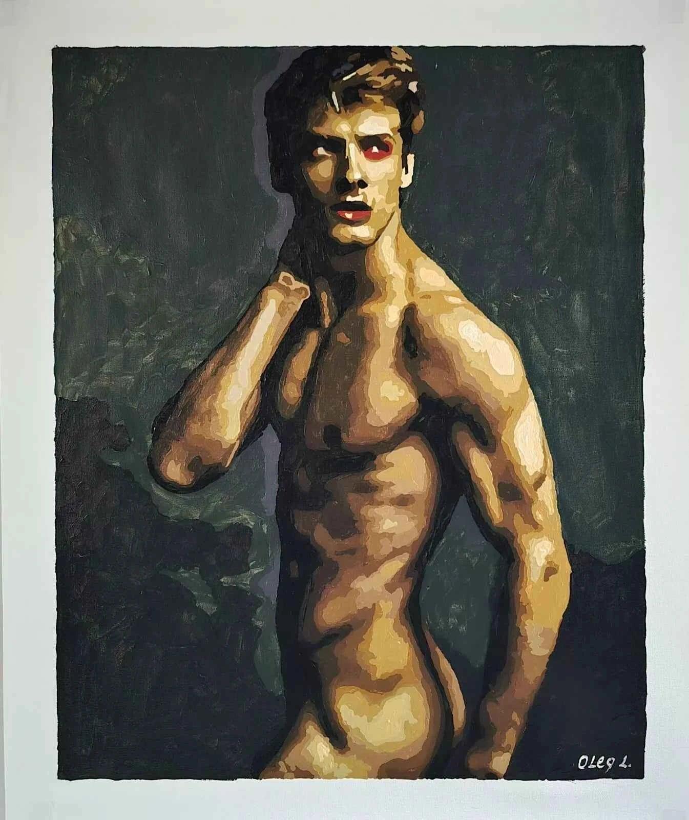 art-érotique-gay-homme-nu-intégrale-peinture-originale-huile sur toile - Kikooyou Art Gallery