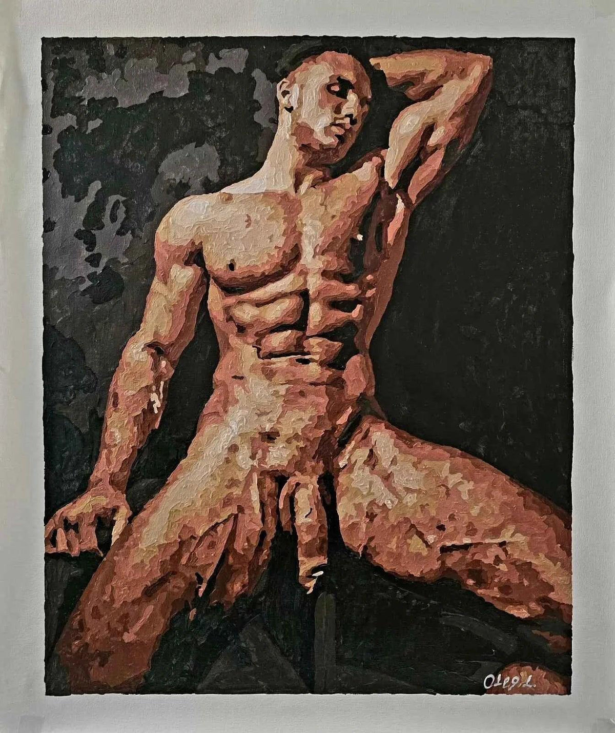 art-érotique-gay-homme-nu-intégrale-TBM-peinture-originale-huile sur toile - Kikooyou Art Gallery