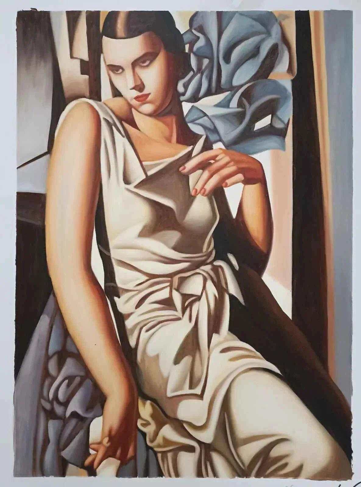 art-portrait-femme-lady-style-art déco-peinture-huile sur toile - Kikooyou Art Gallery