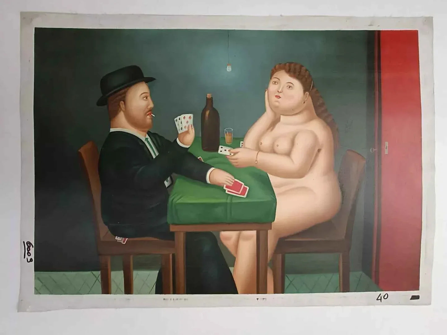 art-surréalisme-scène de vie-partie-carte-peinture-huile sur toile - Kikooyou Art Gallery