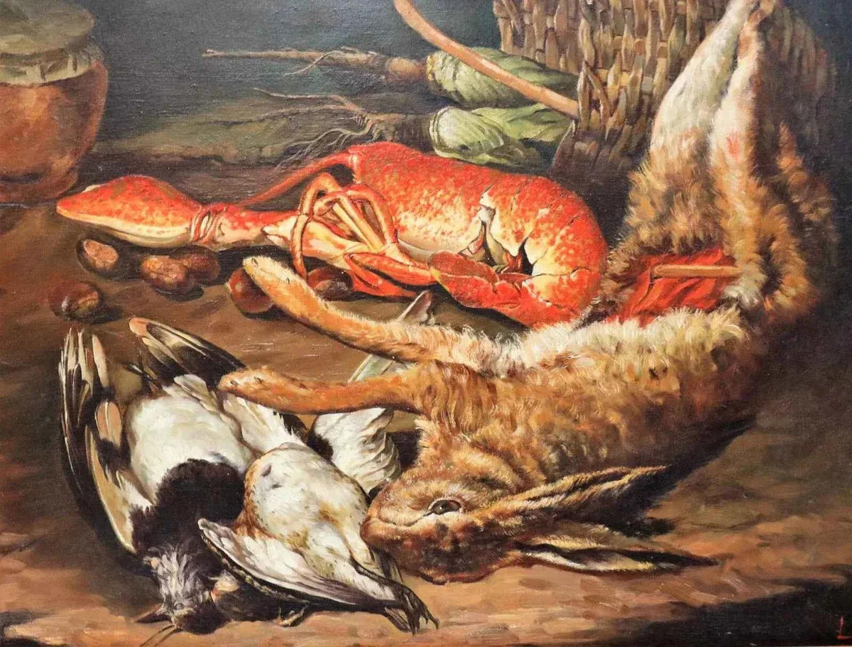 art-nature-morte-nourriture-tableau de chasse-peinture-huile sur toile - Kikooyou Art Gallery