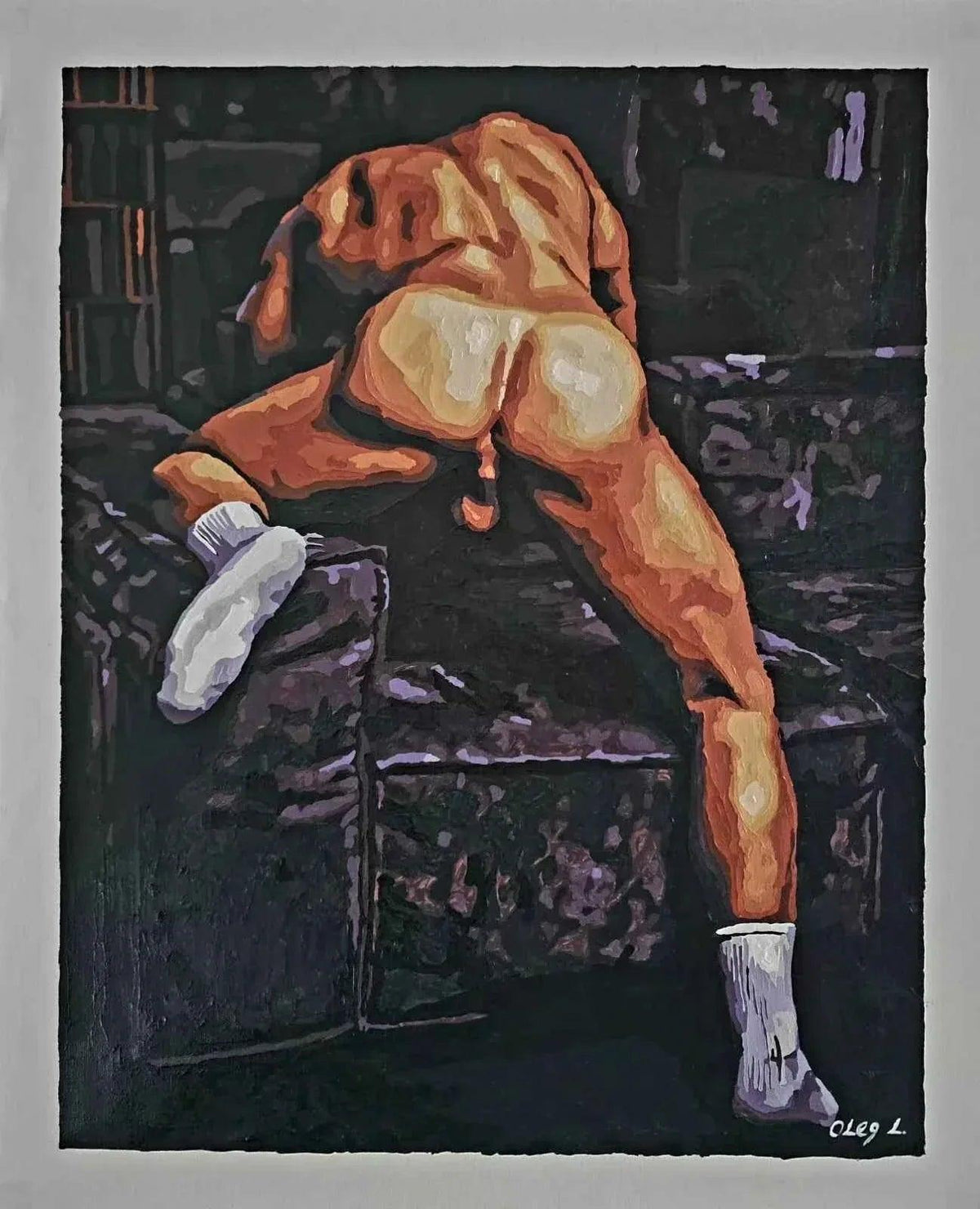 art-érotique-peinture-huile sur toile-originale-gay-homme-nu-intégrale - Kikooyou Art Gallery