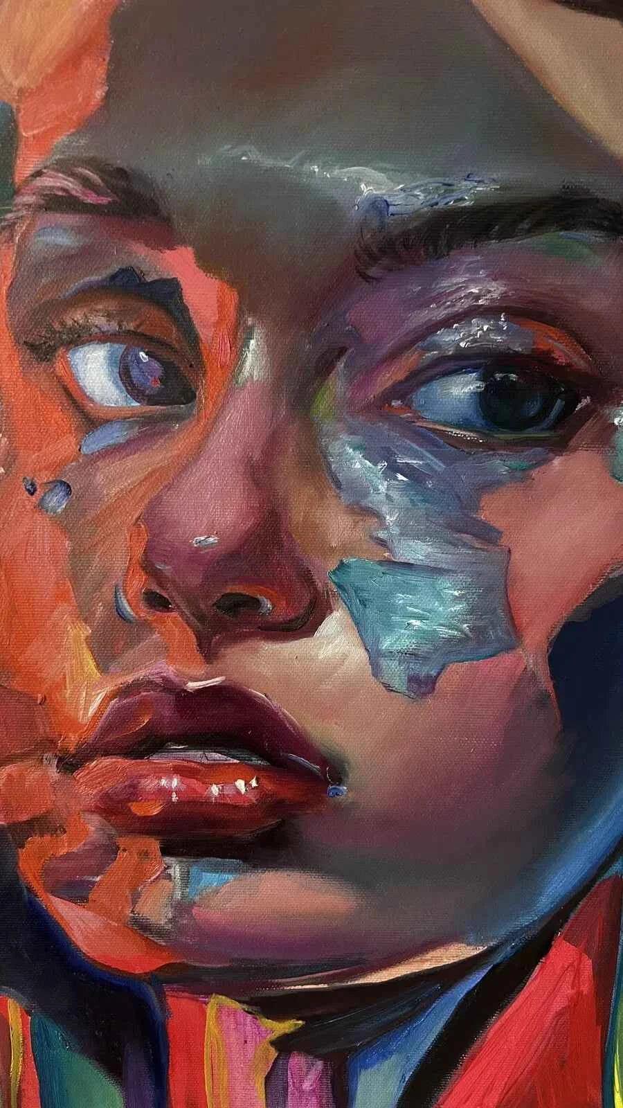 art-moderne-portrait-femme-originale-peinture-huile-toile - Kikooyou Art Gallery