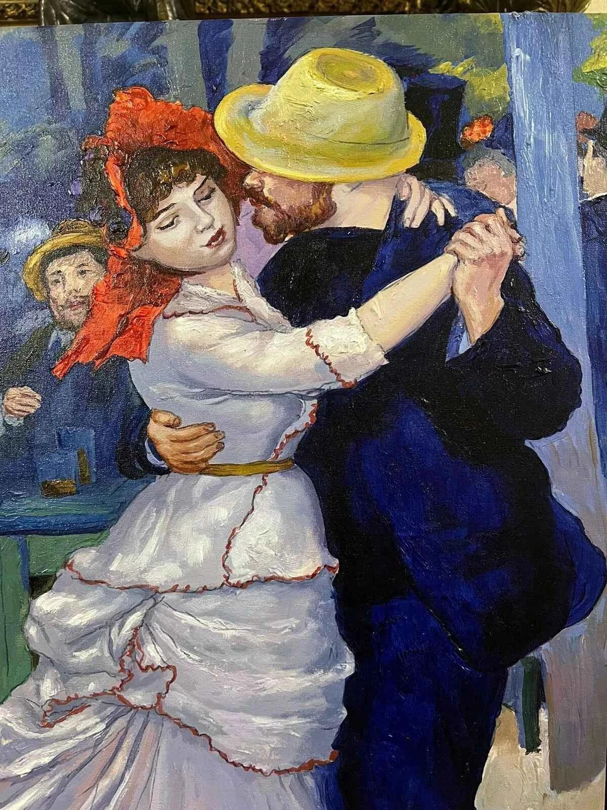 art-scène-vie-bal-danseurs-guinguette-peinture-huile-toile - Kikooyou Art Gallery