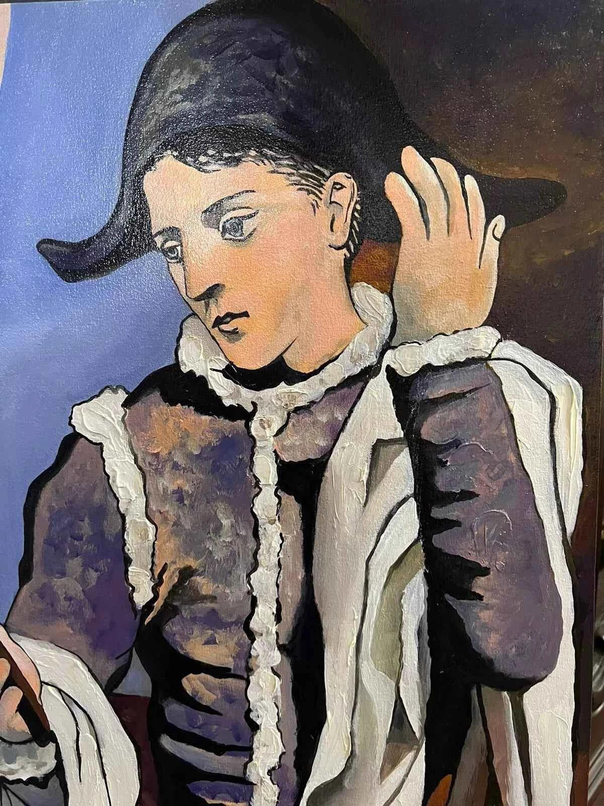 art-moderne-polichinelle-personnage-peinture-huile-toile - Kikooyou Art Gallery