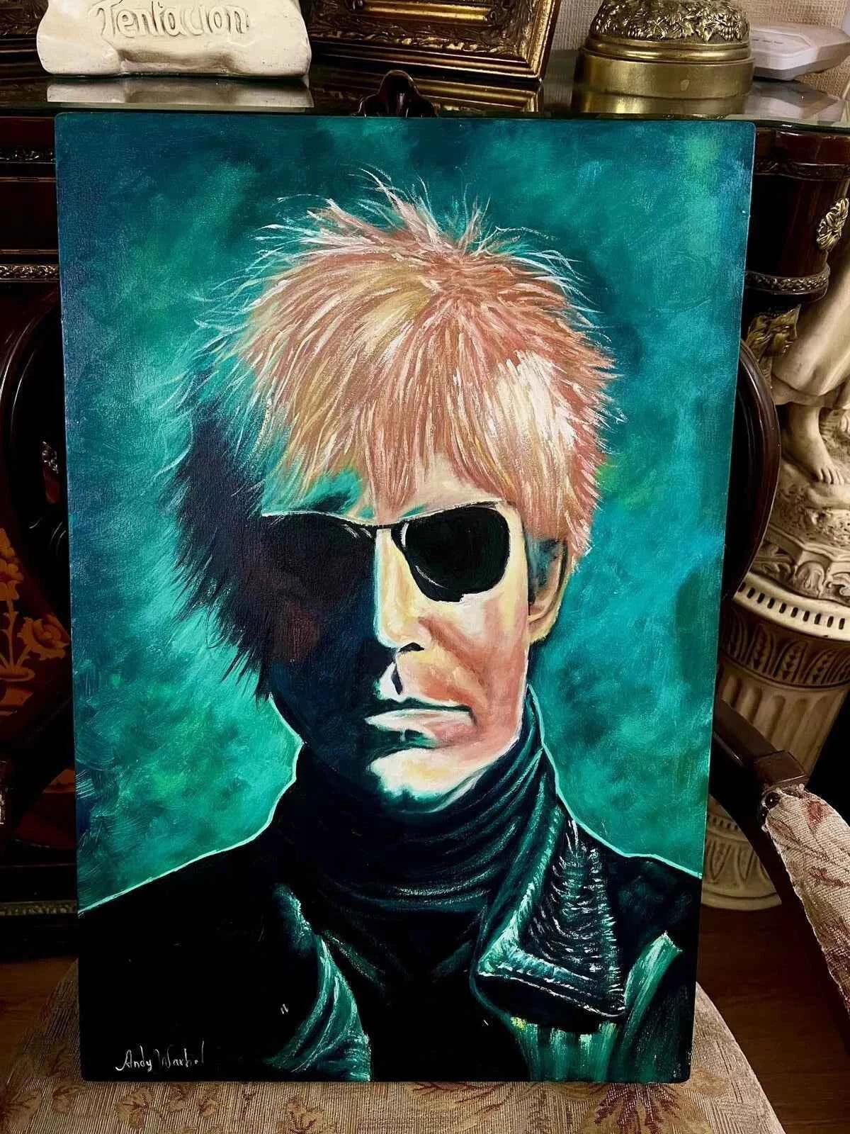 art-portrait-Andy Warhol-Superbe-peinture-huile-toile - Kikooyou Art Gallery