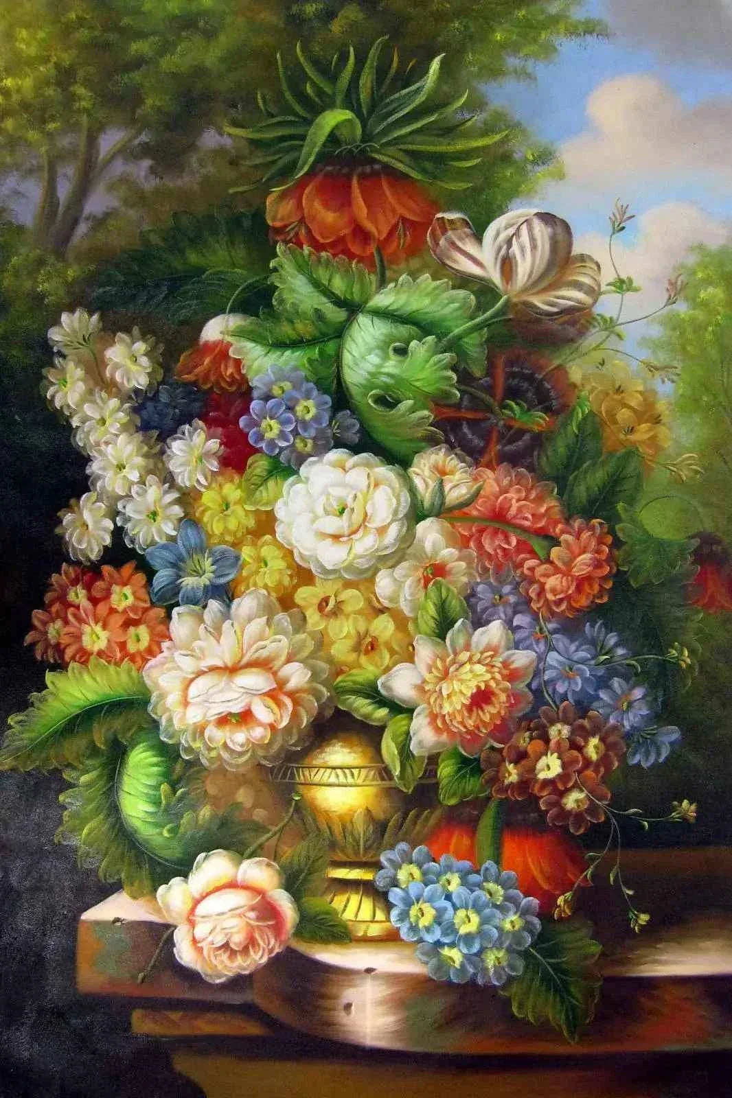 art-nature-morte-bouquet-fleurs-vase-peinture-huile-toile - Kikooyou Art Gallery