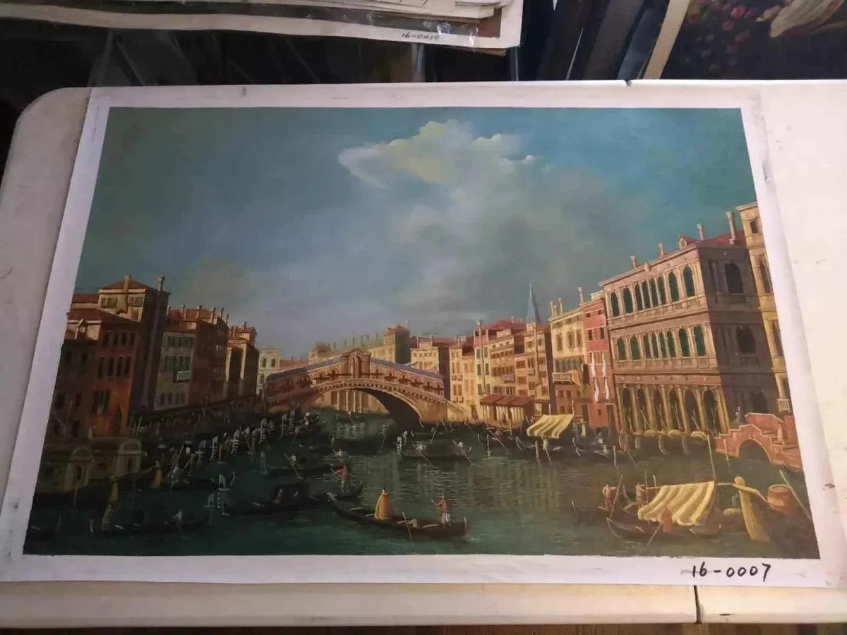 art-paysage-marin-canal-venise-gondoles-peinture-huile-toile - Kikooyou Art Gallery