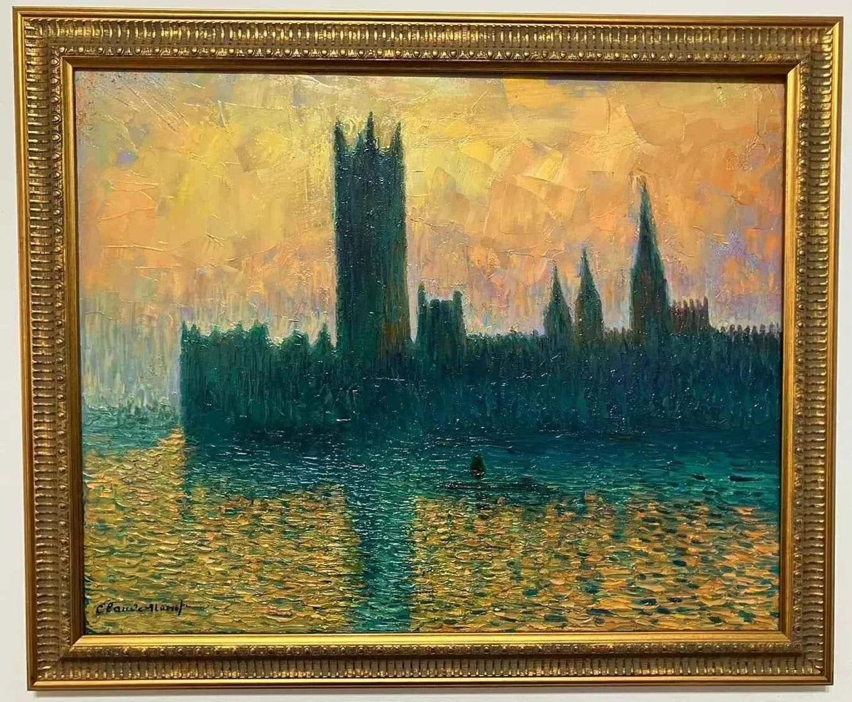 art-impressioniste-le parlement-brouillard-peinture-huile-toile - Kikooyou Art Gallery