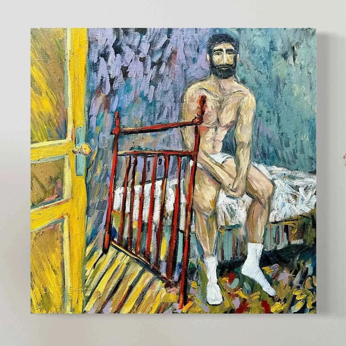 art-moderne-nu-masculin-homme-peinture-originale-huile-toile - Kikooyou Art Gallery