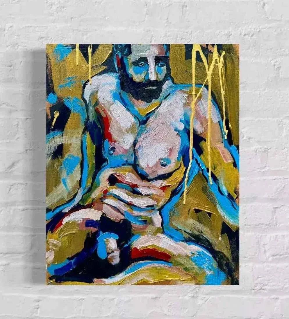 art-moderne-nu-masculin-homme-peinture-originale-huile-toile - Kikooyou Art Gallery