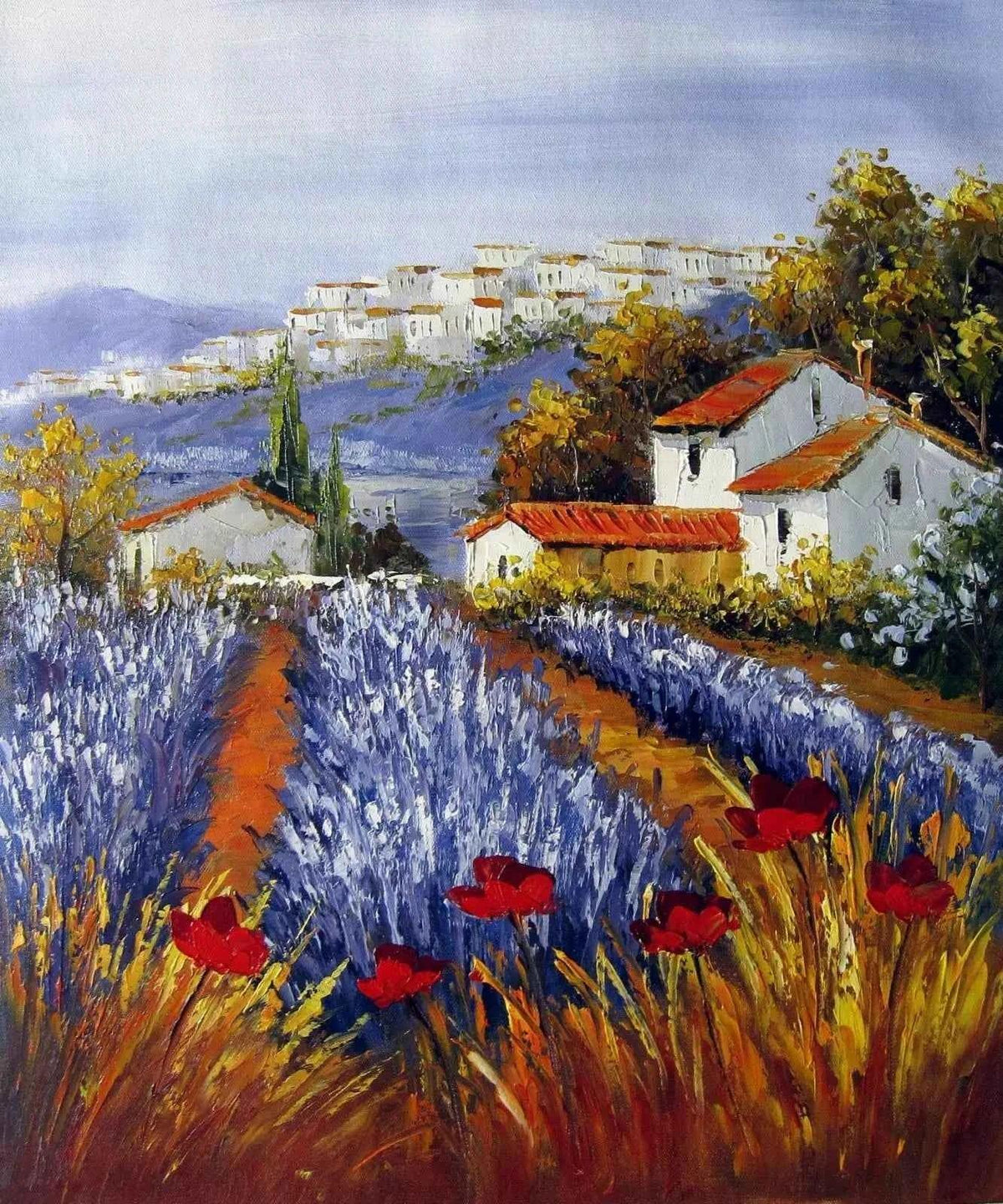 art-paysage-Toscane-Italie-campagne-village-peinture-huile-toile - Kikooyou Art Gallery