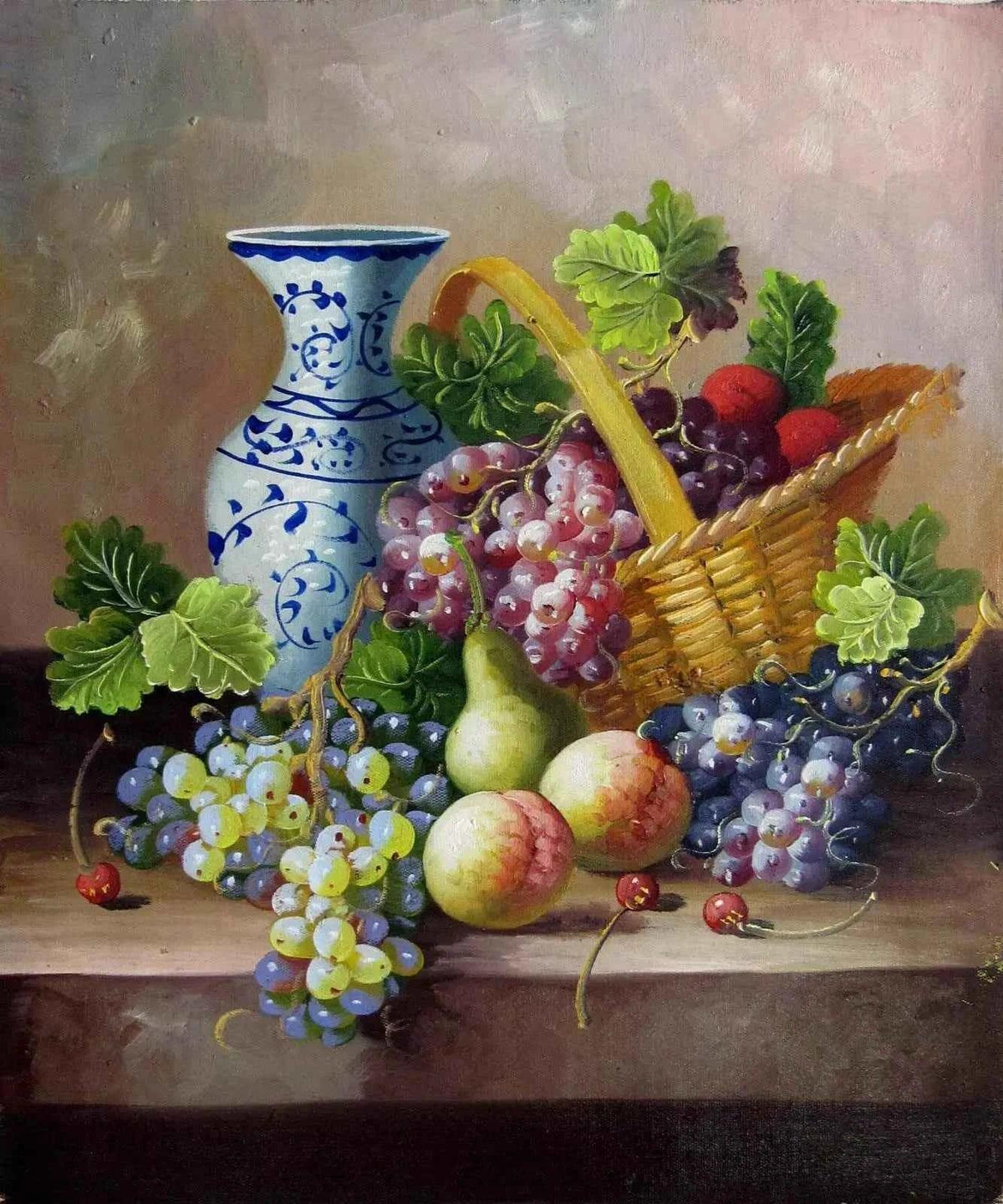 art-nature-morte-Fruits et porcelaine-peinture-huil - Kikooyou Art Gallery