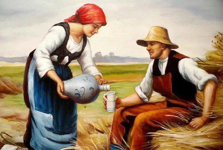 art-scène-vie-paysan-campagne-moisson-peinture-huile-toile - Kikooyou Art Gallery