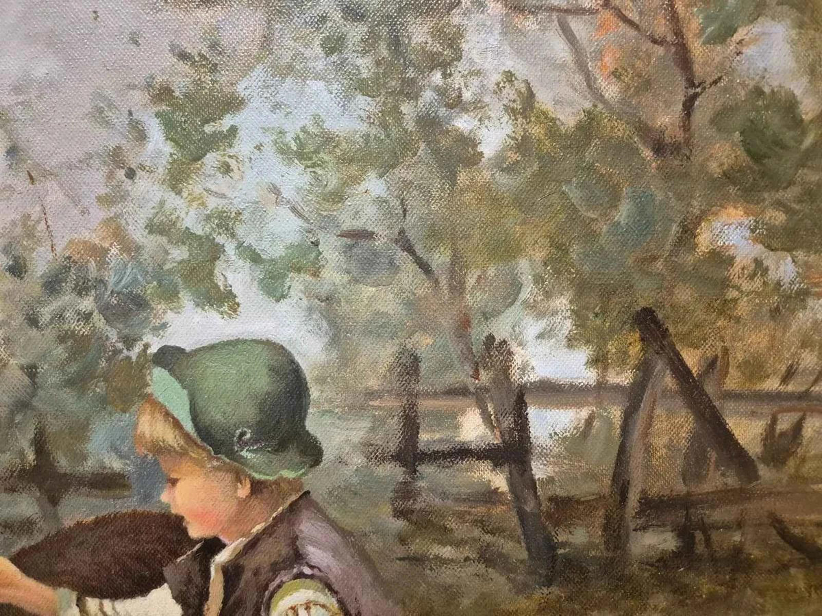 art-scène-vie-enfant-berger-chèvres-peinture-huile-toile - Kikooyou Art Gallery