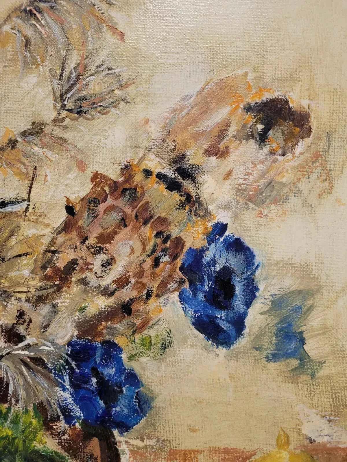 art-moderne-nature-morte-bouquet-fleurs-vase-peinture-huile-toile - Kikooyou Art Gallery