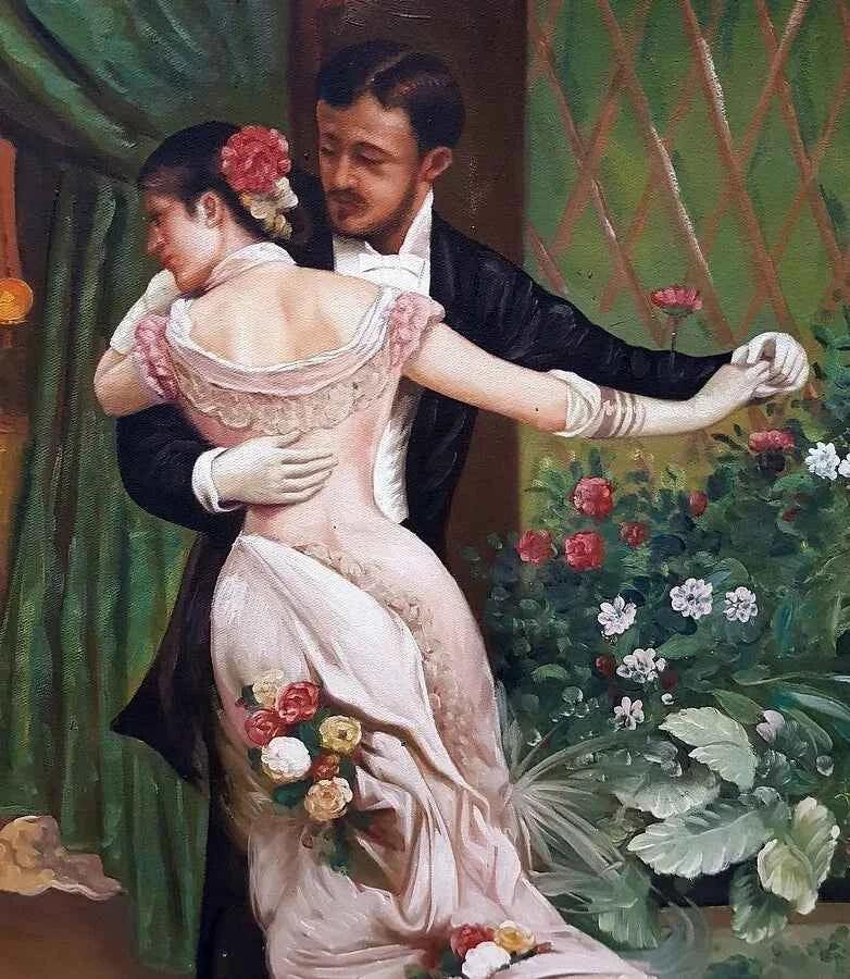 art-scène-vie-bal-danseurs-peinture-huile-toile - Kikooyou Art Gallery